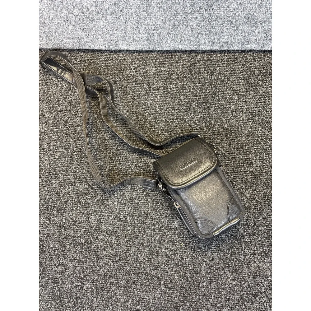 Hi-Pro~Black Padded Leather Camera Carry Bag with Shoulder Strap